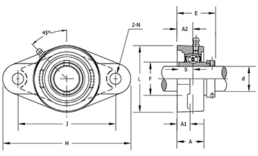 2/" Two Bolt Flange Bearing W// Lock Collar HCFT210-32